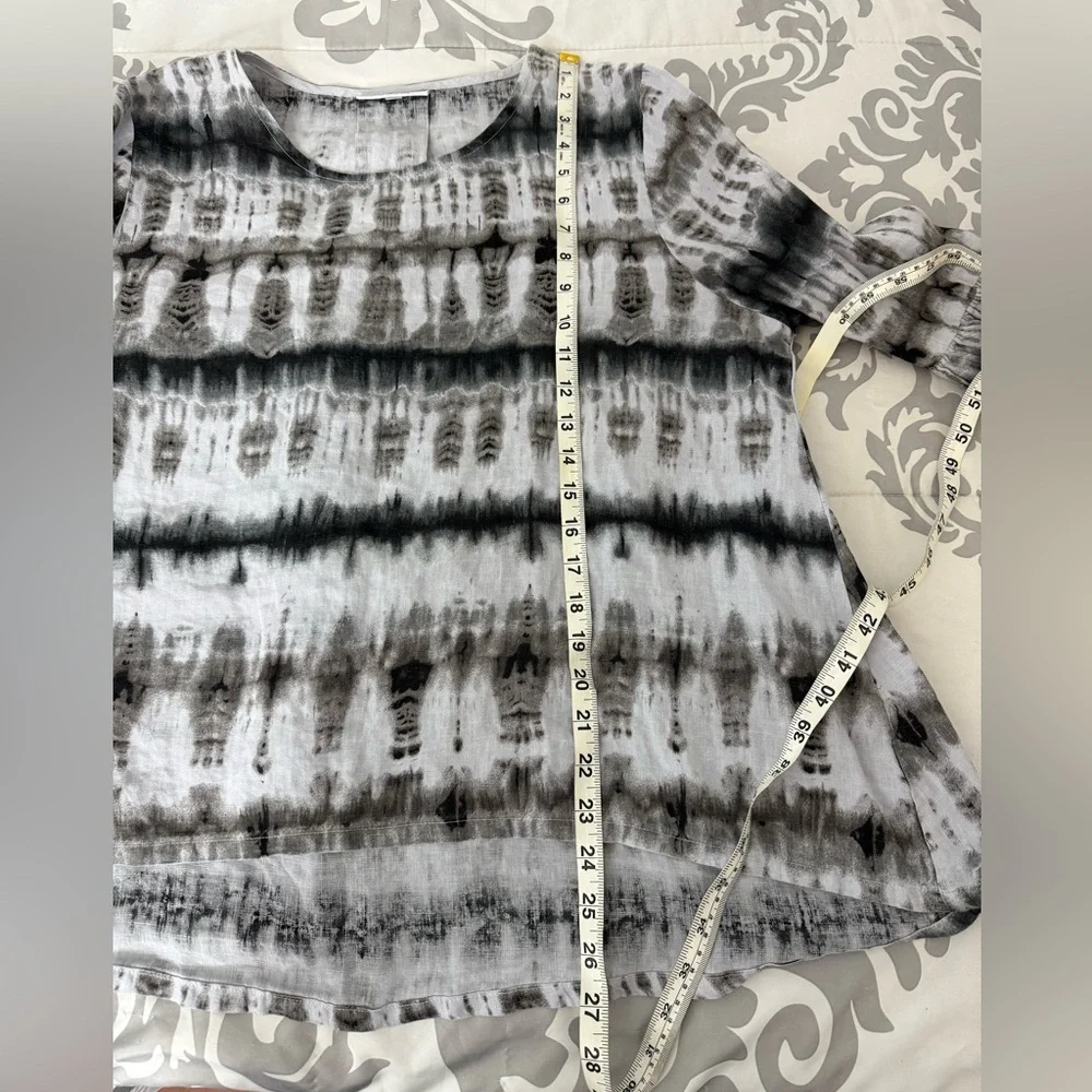 Bryn Walker Tie Dye Lagenlook 100% Linen Fran Top w/ Ruffle Sleeves Medium - Picture 7 of 7